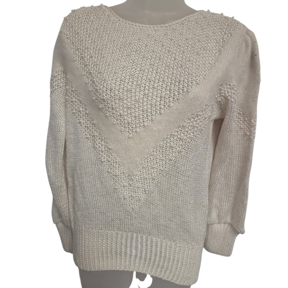 Vintage Spirit Angora Blend‎ Pearl Sweater Small Made in Hong Kong 80s 90s